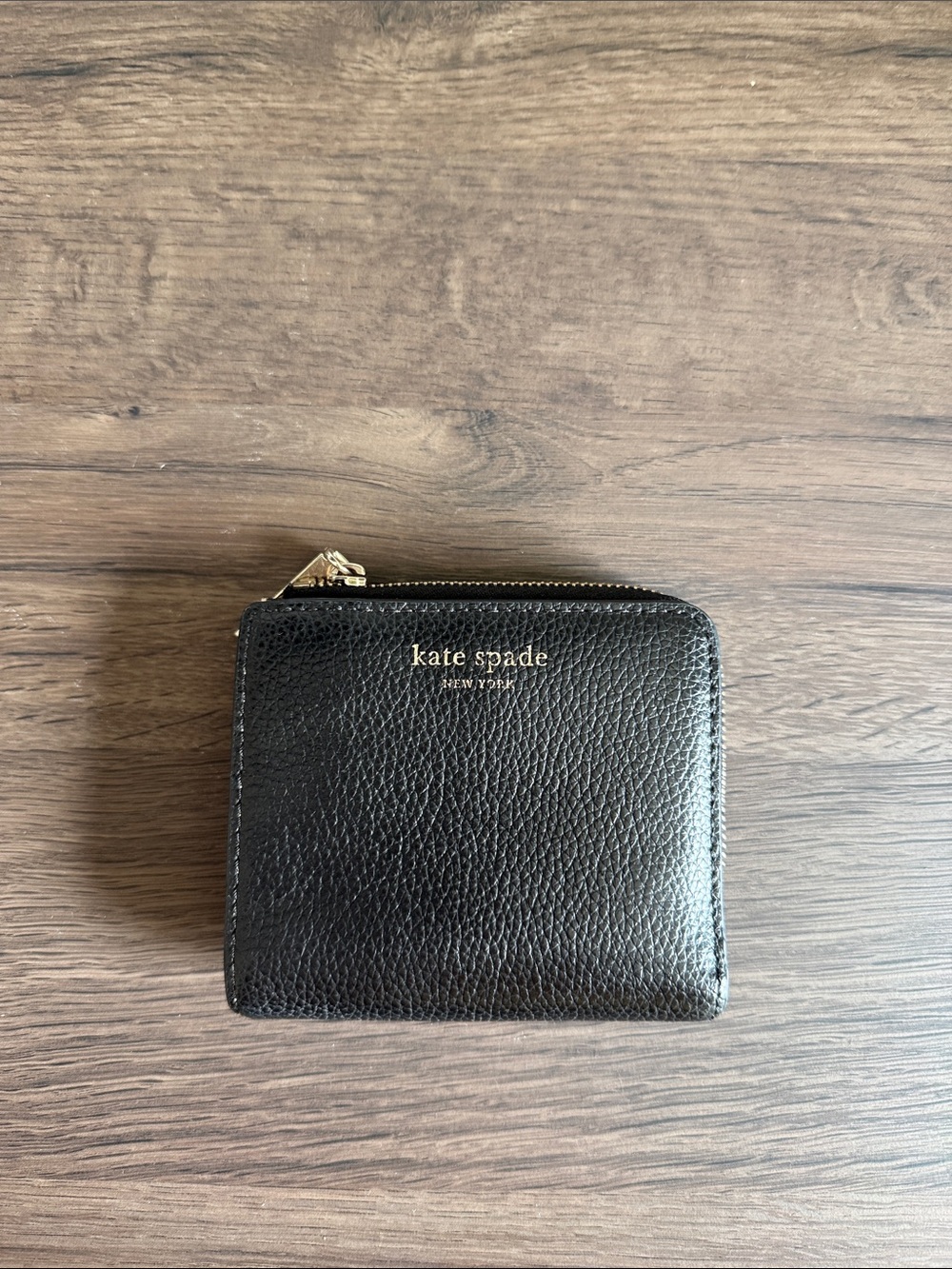 kate spade Black Pebbled Leather Zip-Around Coin Wallet